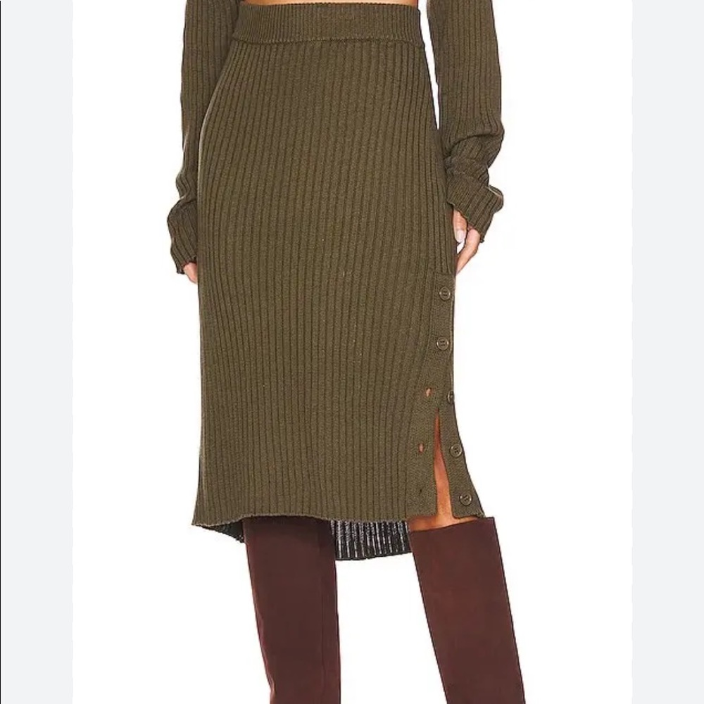 BobiBLACK Army green knit sweater skirt. MIDI length size small. From revolve